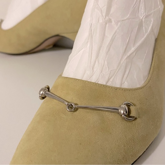 (NWOT) Gucci Vintage Olive Green Suede Horsebit Kitten Heels - Picture 10 of 14